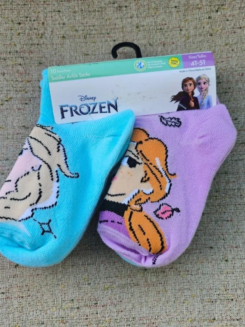 Disney Frozen Kids Socks Toddler Ankle Socks Multi Color Set of 10 Sock 4T-5T